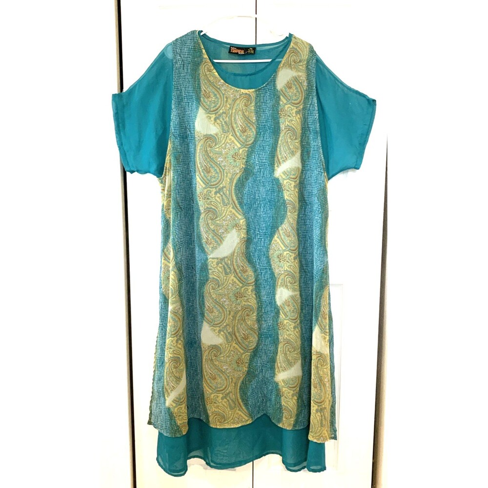 Indian Tropical Fashion Double-Layered Maxi Dress Sheer100% Rayon Y2K